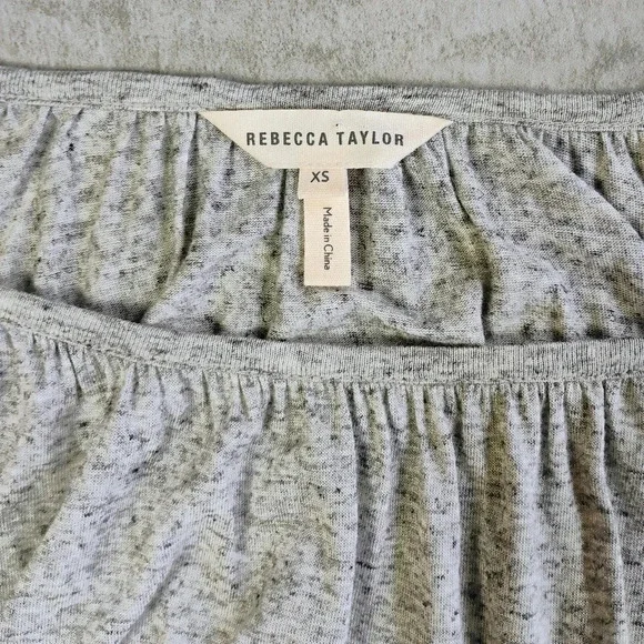Rebecca Taylor Open Back Ruffle Grey Melange Jersey Short Flax Dress Size XS - Picture 8 of 16